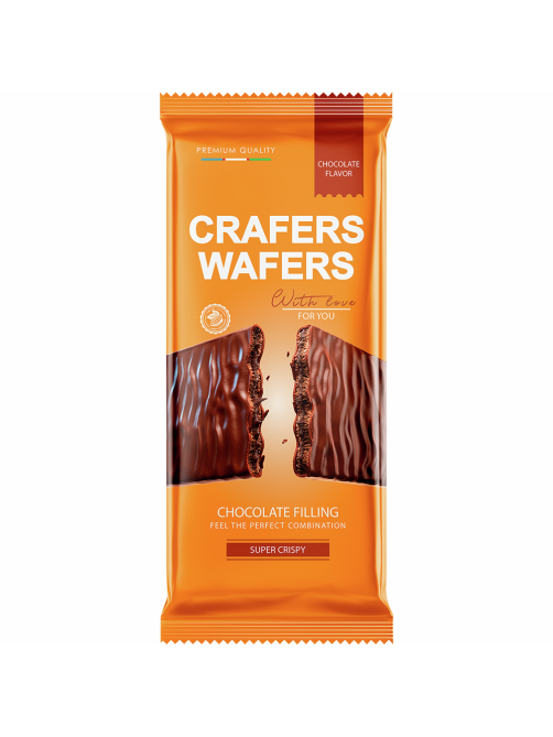 Плитка вафельная Crafers Wafers с шоколадной начинкой, 50г