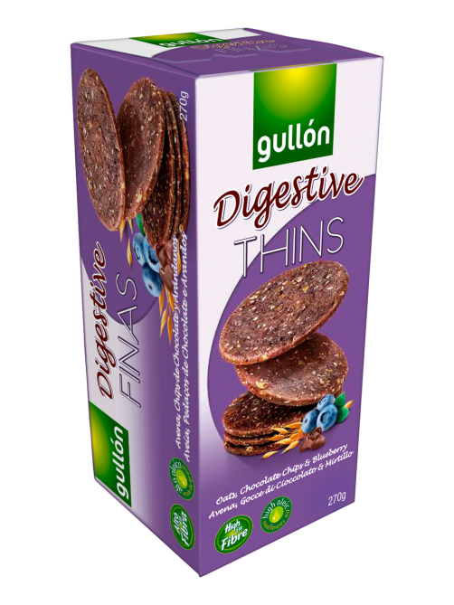 Печенье Gullon Digestive Finas с овсяными хлопьями, черникой и шоколадной стружкой, 270г