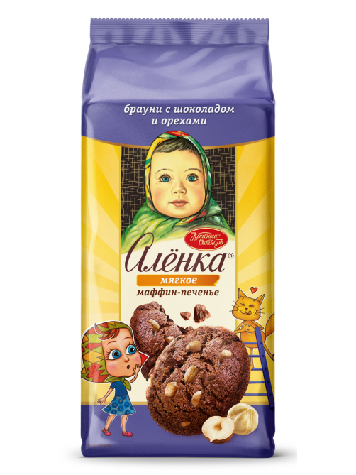 Печенье Красный Октябрь Аленка с шоколадом и орехами, 138г
