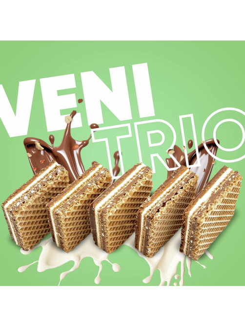 Вафля Biscolata Veni Trio Hazelnut с молочно-ореховой начинкой и фундуком, 20г