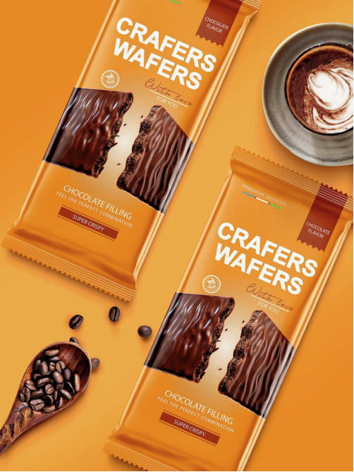 Плитка вафельная Crafers Wafers с шоколадной начинкой, 50г
