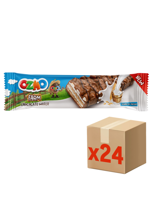 Вафля Ozmo Farm с молочной начинкой покрытые молочным шоколадом с хрустящим зерном, 24г х 24 шт