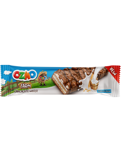 Вафля Ozmo Farm с молочной начинкой покрытые молочным шоколадом с хрустящим зерном, 24г х 24 шт