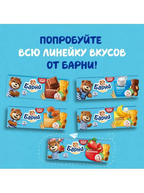 Пирожное бисквитное Барни с шоколадной начинкой, 300г