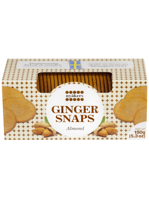 Печенье имбирное Nyakers Ginger Snaps с миндалем, 150г