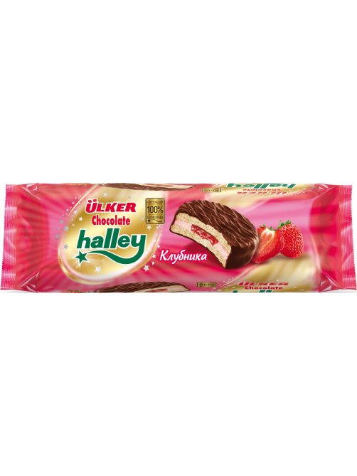 Печенье-сэндвич Ulker Halley клубника и маршмеллоу, 210г