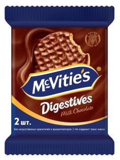 Печенье Mcvitie's Digestives цельнозерновое с молочным шоколадом, 33.3г