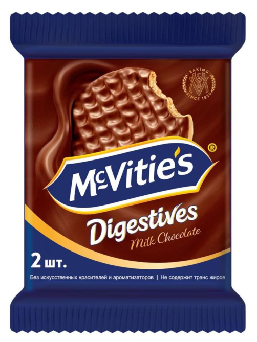 Печенье Mcvitie's Digestives цельнозерновое с молочным шоколадом, 33.3г