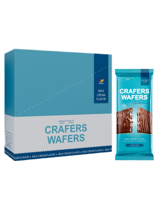 Плитка вафельная Crafers Wafers с молочной начинкой, 50г x 15 шт