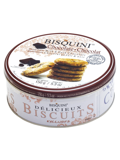 Печенье Bisquini с кусочками молочного и темного шоколада, 150г