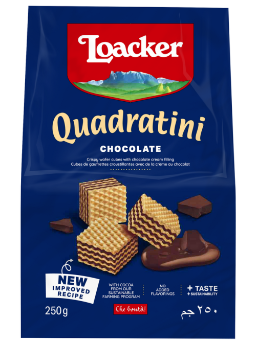 Вафли Loacker Quadratini шоколад, 250г