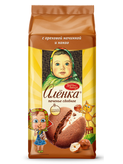 Печенье Красный Октябрь Аленка с ореховой начинкой и какао, 200г