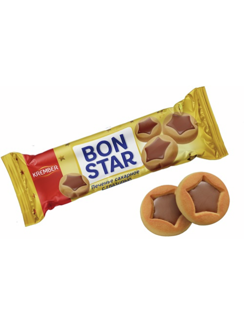 Печенье сахарное Bon Star Krember с глазурью, 90г