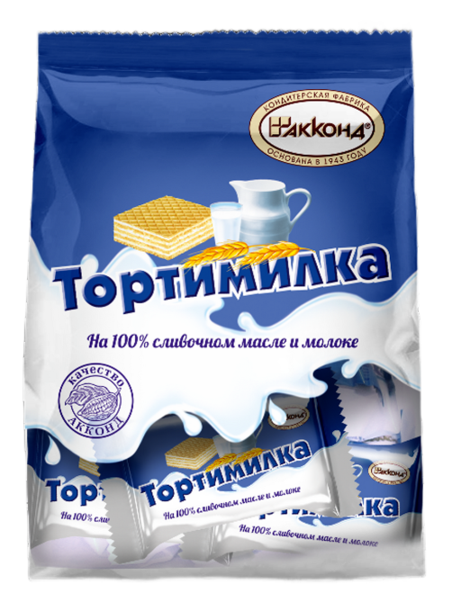 Вафли Акконд Тортимилка на 100% сливочном масле и молоке, 250г