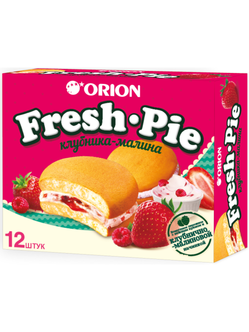 Пирожное Orion Fresh Pie Клубника-малина бисквитное (25г x 12шт), 300г