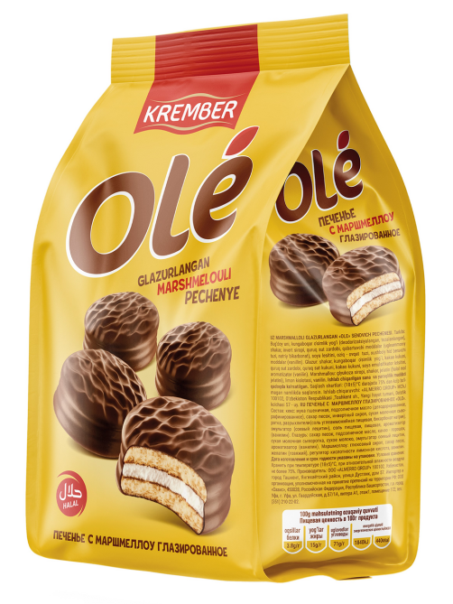 Печенье затяжное Krember Ole глазированное с маршмеллоу, 182г
