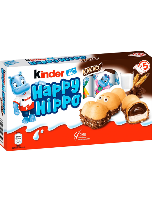 Вафли Kinder Happy Hippo с какао, 103.5г