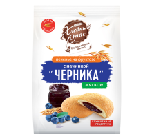 Печенье сдобное Хлебный Спас на фруктозе с черничной начинкой без сахара, 200г