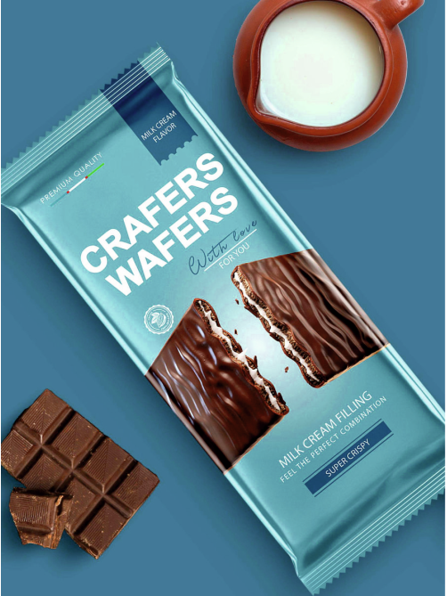 Плитка вафельная Crafers Wafers с молочной начинкой, 50г x 15 шт