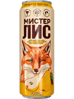 Сидр Мистер Лис Сочная груша сладкий, 0.43л