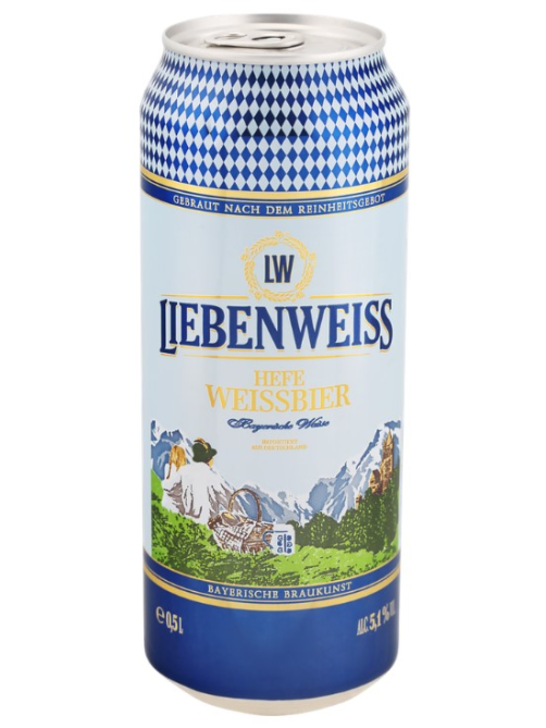 Пиво Liebenweiss пшеничное нефильтрованное, 0.5л
