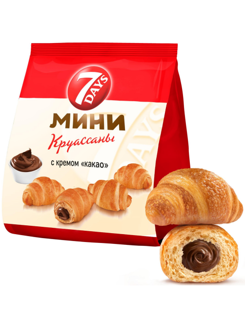 Мини круассаны 7 Days c кремом какао, 265г