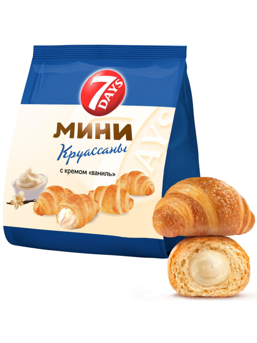 Мини круассаны 7 Days c кремом со вкусом ваниль, 265г