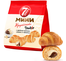 Мини-круассаны 7 Days Double c двойным кремом какао и ваниль, 265г