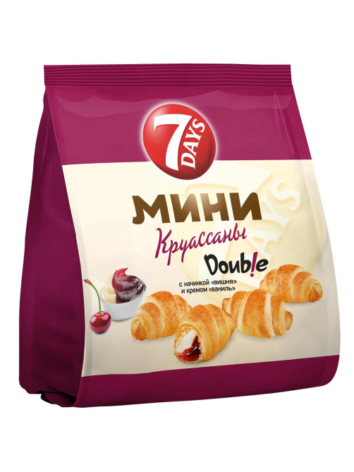 Мини круассаны 7 Days c двойной начинкой вишня-ваниль, 265г