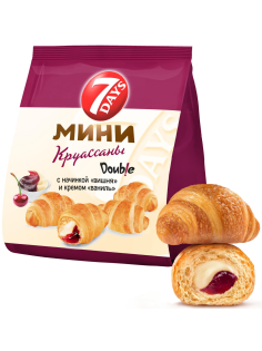 Мини круассаны 7 Days c двойной начинкой вишня-ваниль, 265г