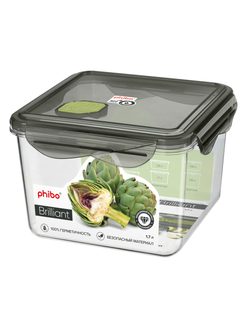 Контейнер Phibo Бриллиант квадратный, 1.7л