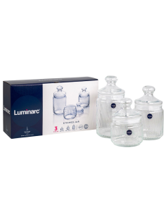 Набор банок Luminarc Striped Jar 500мл, 750мл и 1л