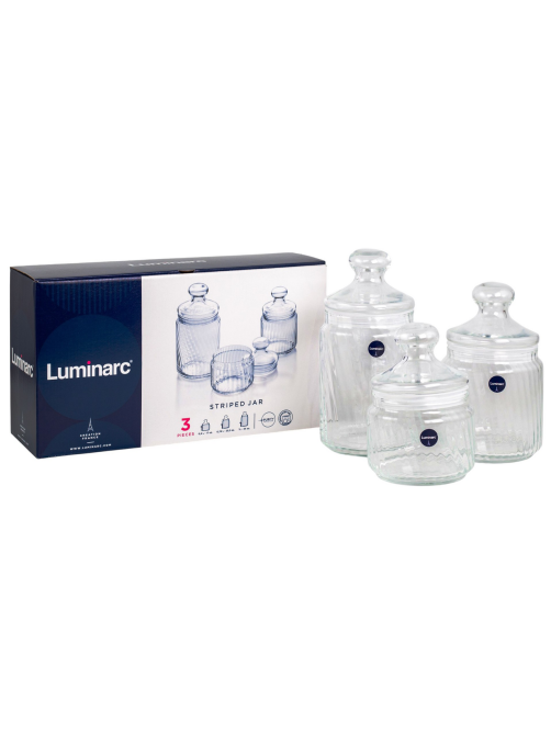 Набор банок Luminarc Striped Jar 500мл, 750мл и 1л