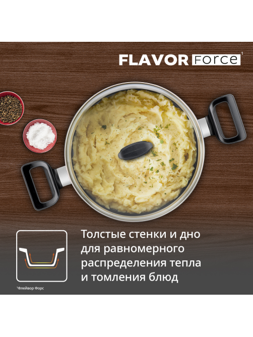 Кастрюля Tefal Flavor Force с крышкой 3.1л, 20см