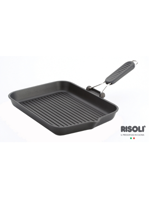 Сковорода-гриль Risoli Saporelax Grey со складной силиконовой ручкой, 26 х 26см