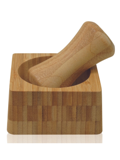 Ступка с толкушкой бамбуковая, 12 х 6см