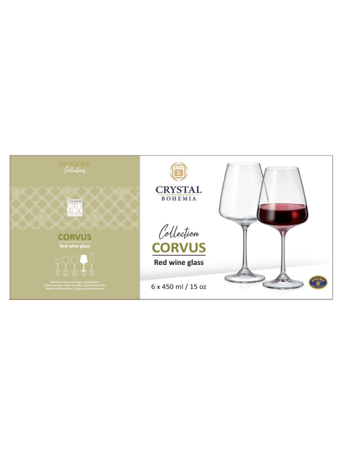 Набор бокалов для красного вина Crystal Bohemia Corvus, 450мл х 6шт
