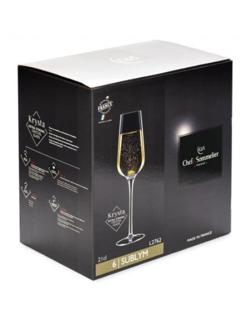 Набор бокалов для шампанского Chef&Sommelier Sublym, 210мл х 6шт