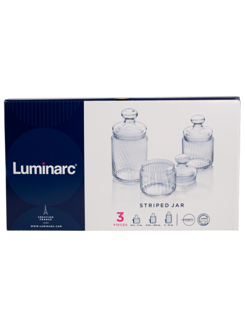Набор банок Luminarc Striped Jar 500мл, 750мл и 1л