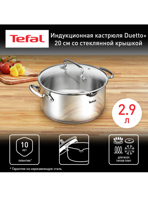Кастрюля с крышкой Tefal Duetto+ 2.9л, 20см
