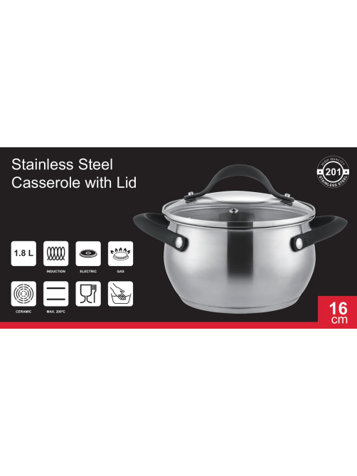 Кастрюля с крышкой Mercury 1.8л, 16см