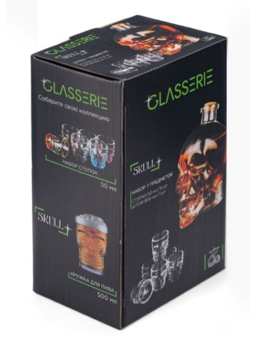 Набор Glasserie Skull Штоф + стопка 7 предметов, 50мл x 6шт
