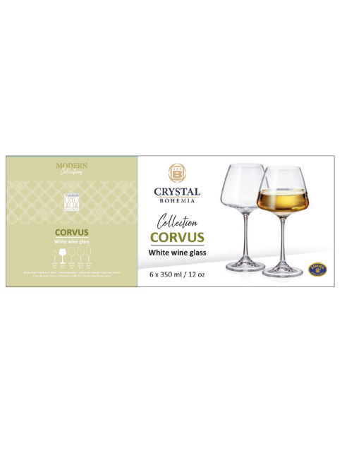 Набор бокалов для белого вина Crystal Bohemia Corvus, 350мл х 6шт