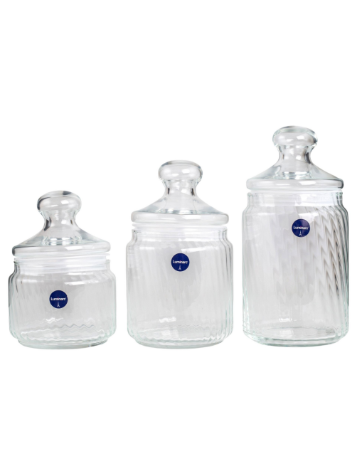 Набор банок Luminarc Striped Jar 500мл, 750мл и 1л