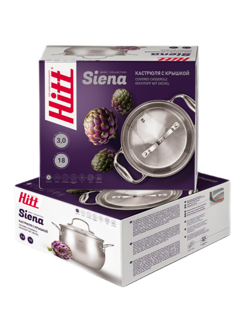 Кастрюля Hitt Siena с крышкой 3л, 18см