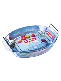 Форма для запекания Pyrex Irresistible овальная с решеткой 4.2л 40 х 28см, 39 х 27см