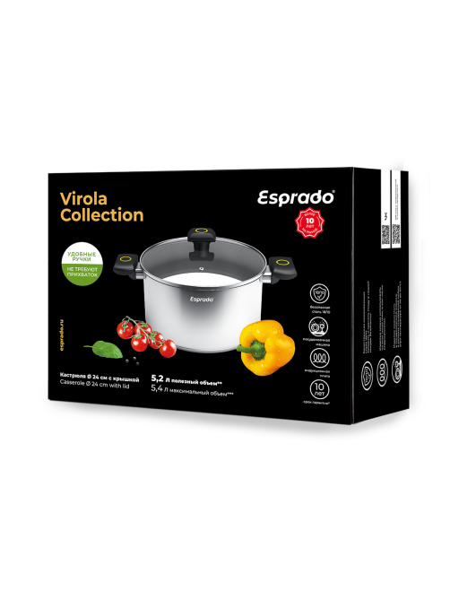 Кастрюля Esprado Virola с крышкой 5.4л, 24см