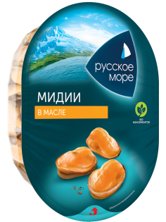 Мидии Русское море в масле, 180г
