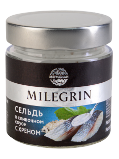 Сельдь Меридиан Milegrin в сливочном соусе с хреном, 200г