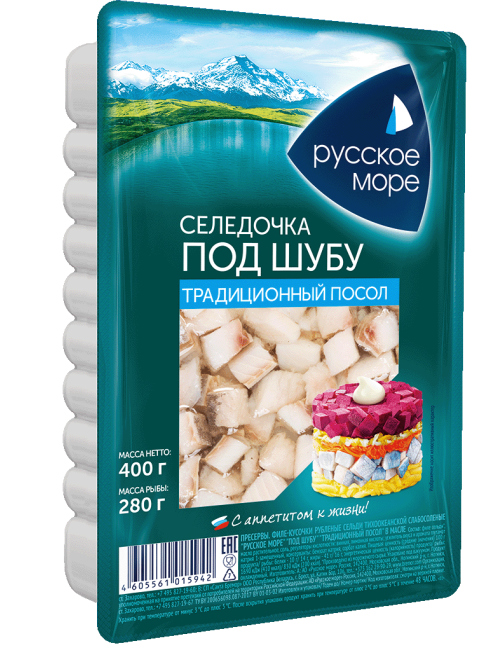 Сельдь Русское море филе-кусочки под шубу, 400г